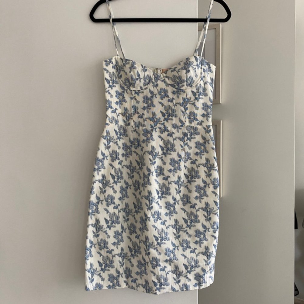 Brock Collection Quellen White & Blue Floral Dress